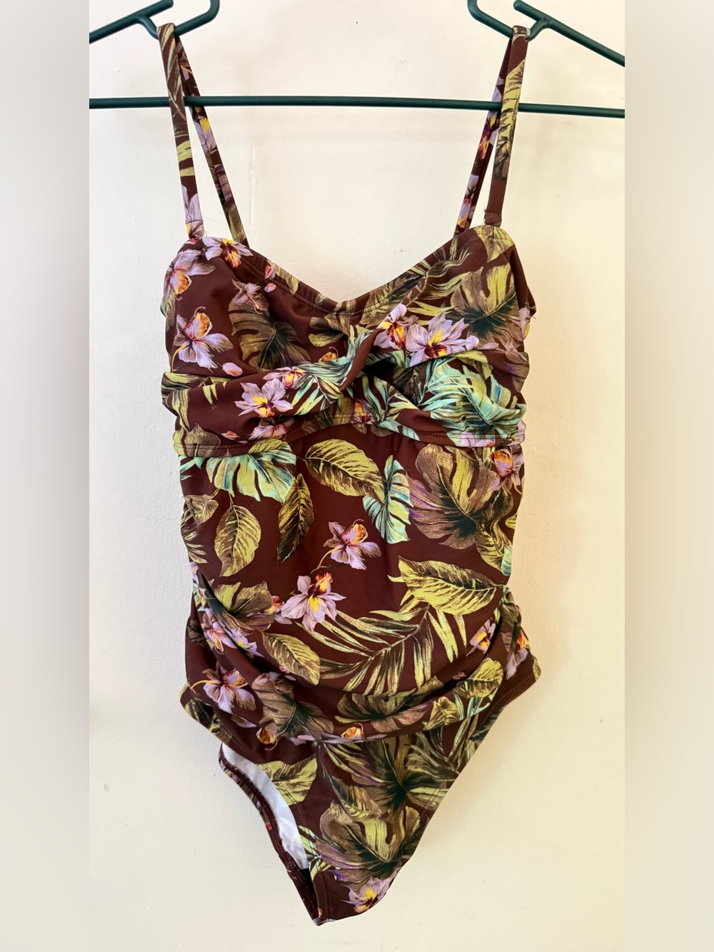 Women's Tropical Floral One-Piece Swimsuit - Brown